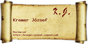 Kremer József névjegykártya