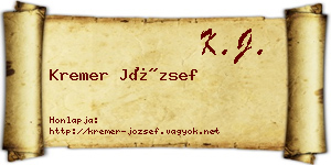 Kremer József névjegykártya